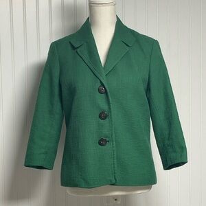Coldwater Creek Green Textured Three-Button Blazer